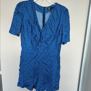 Maje Blue Ruffled Smocked Mini Dress